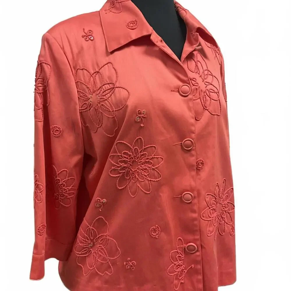 Petite Sequin Embellished Coral Jacket XL